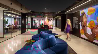 Office reception with people
